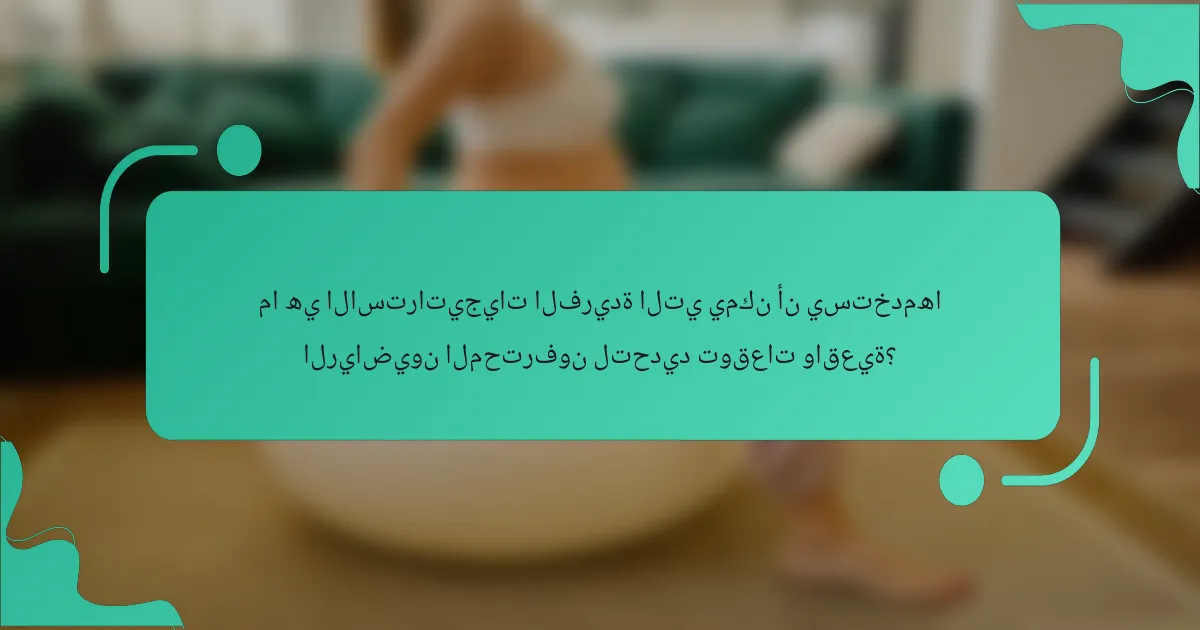 ما هي الاستراتيجيات الفريدة التي يمكن أن يستخدمها الرياضيون المحترفون لتحديد توقعات واقعية؟